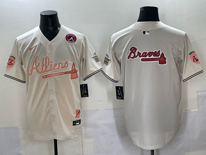 Men Atlanta Braves blank cream Nike 2025 MLB Jersey style 0011